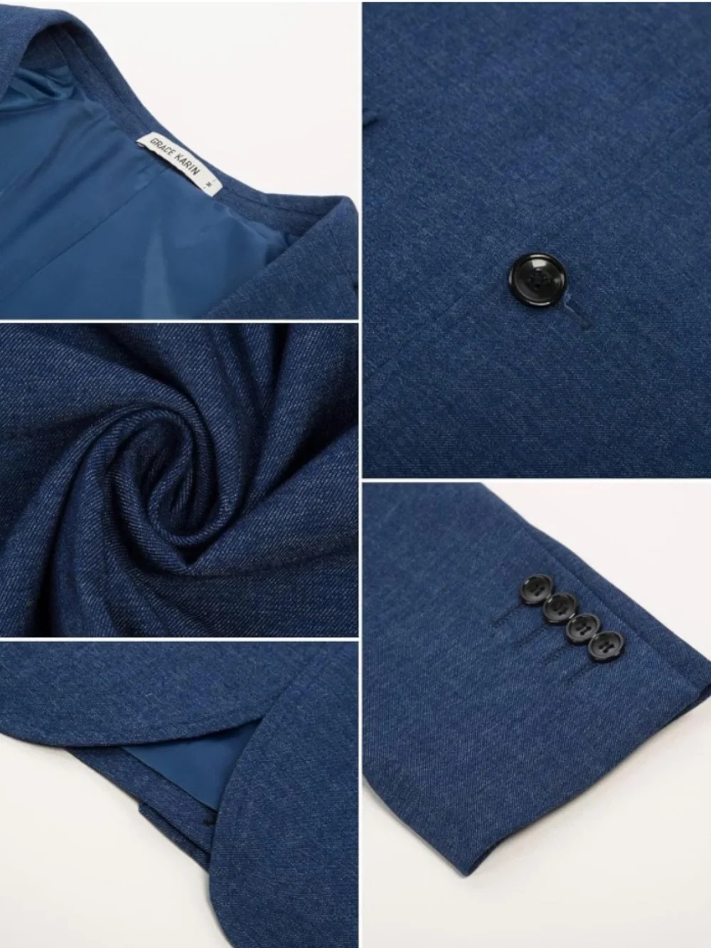 Men's Navy Blue Casual Blazer - Classic Two-Button Jacket Grace Karin NWT XL